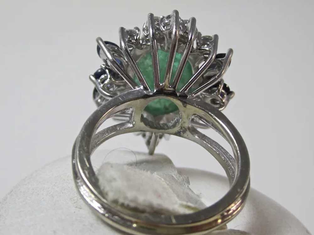 Vintage Estate Emerald, Sapphire, Diamond Engagem… - image 9