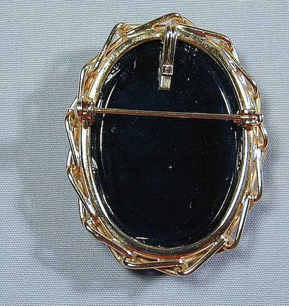 White Mother-of-Pearl on Black Pin / Pendant - 10… - image 2