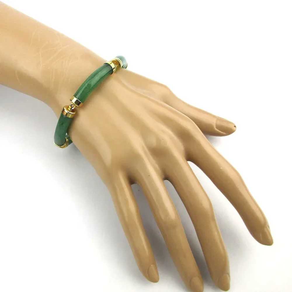 Chinese Jade Link Bracelet Five Green Curves - image 4