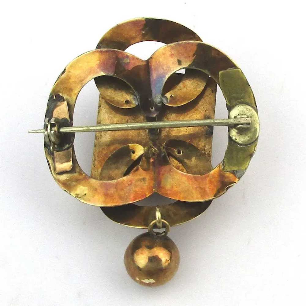 Victorian 10K Gold Pin w/ Black Stone Bead Dangle… - image 3