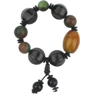 Gorgeous AGATE Stretch Bracelet - Big Striped Nat… - image 1