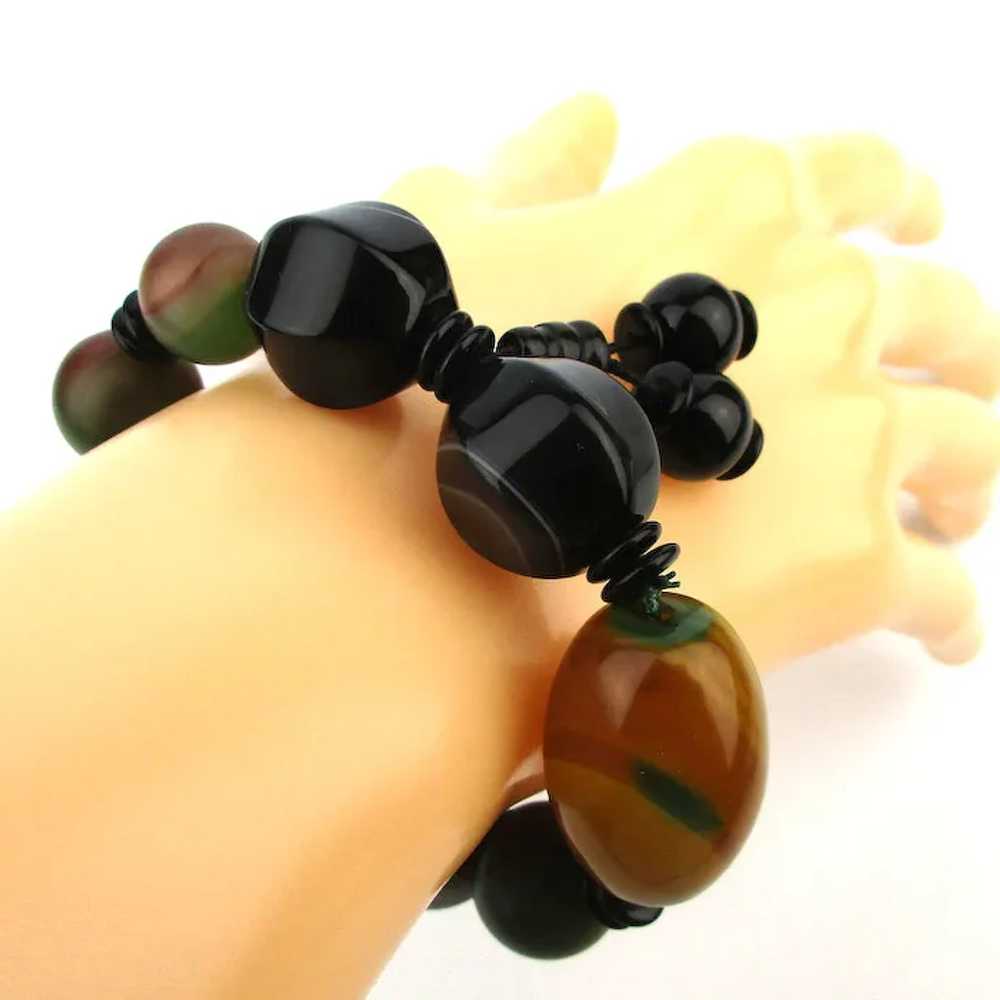 Gorgeous AGATE Stretch Bracelet - Big Striped Nat… - image 2