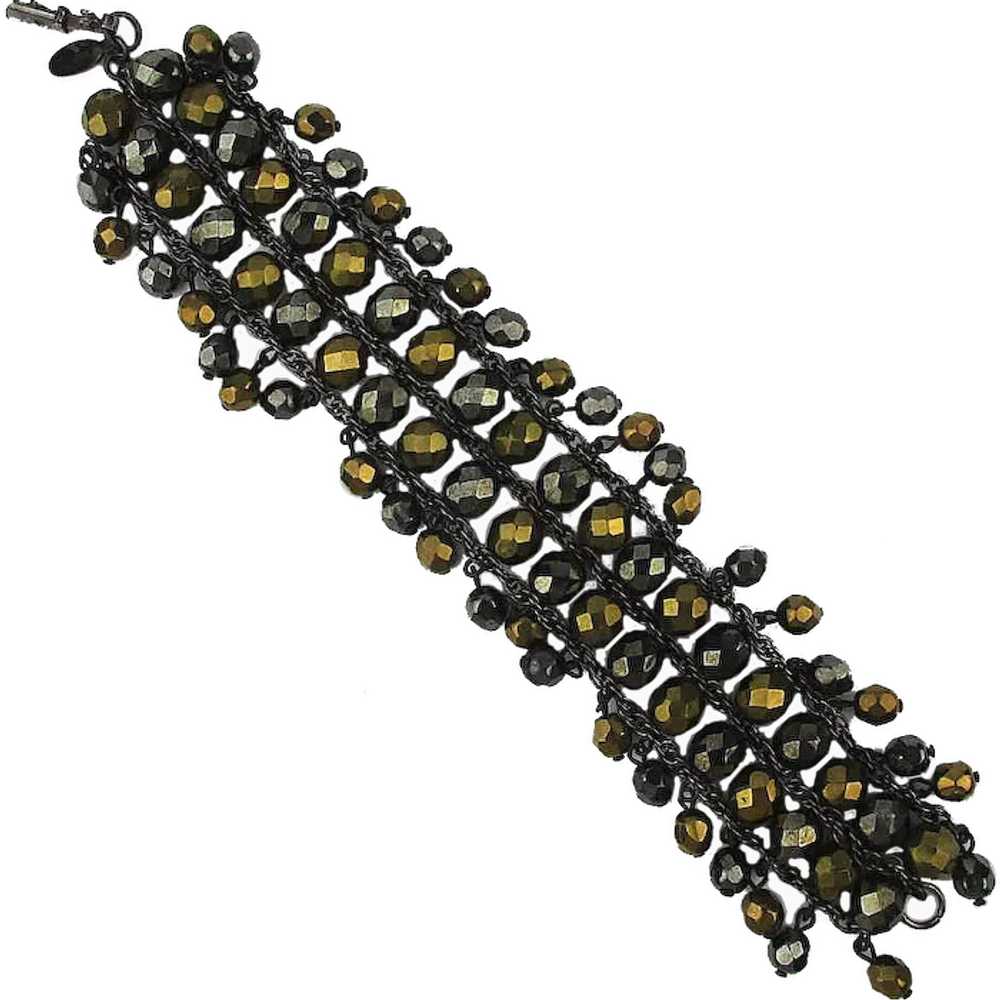 Vintage KJL Metal Bead Dangles Cha-Cha Bracelet K… - image 1