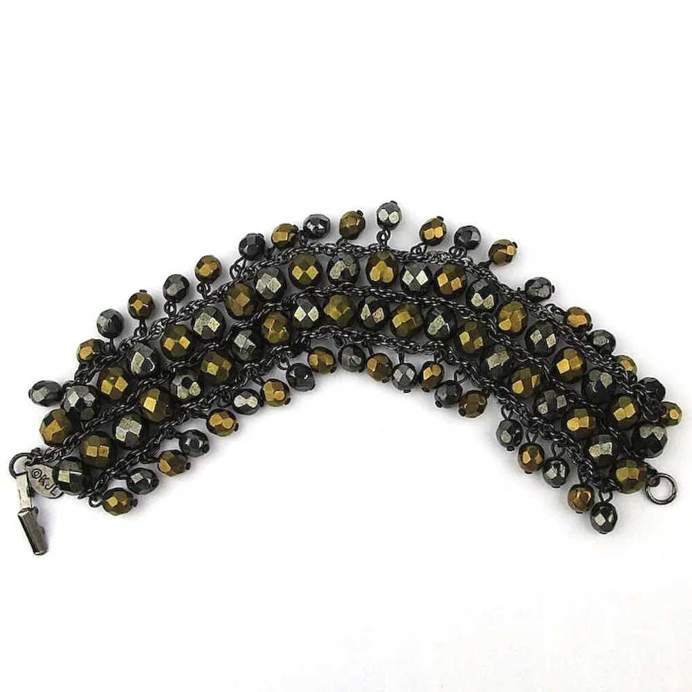 Vintage KJL Metal Bead Dangles Cha-Cha Bracelet K… - image 3