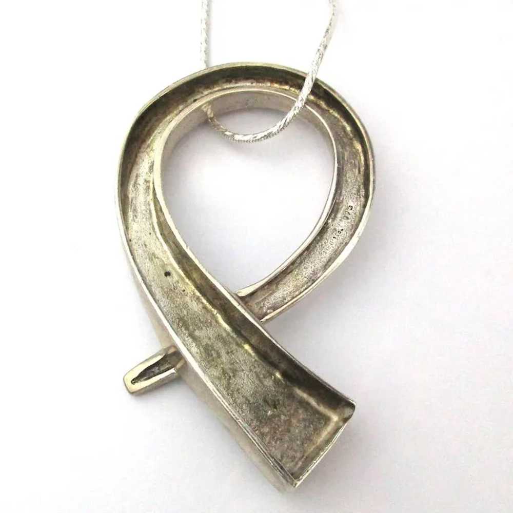 Big Heavy Sterling Silver Modernist Pendant Neckl… - image 5