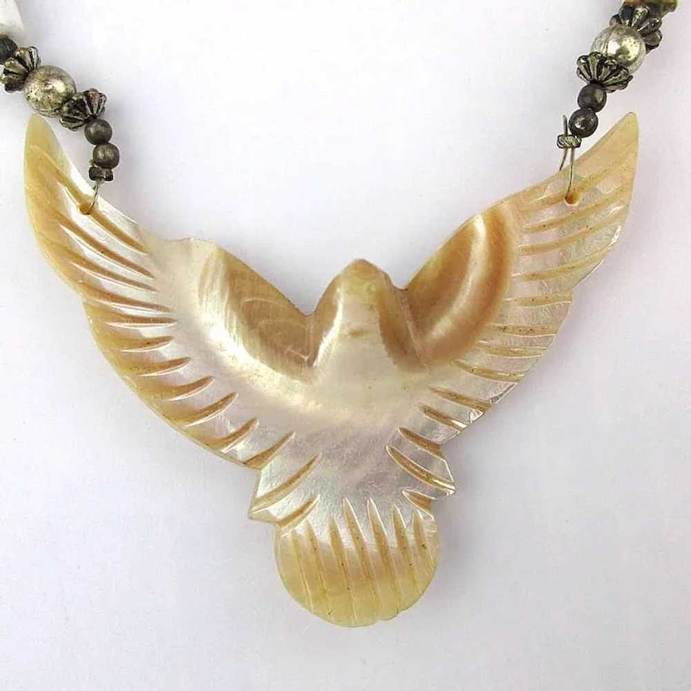 Native American Carved Mother-of-Pearl Shell Eagl… - image 2