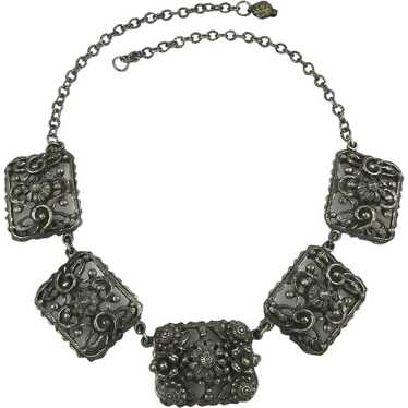 Old c1915 Pot Metal Ornate Link Necklace