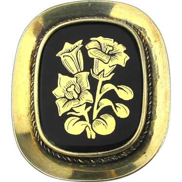 Gilded 800 Silver Pindant Signed HB Enamel Pin Pen