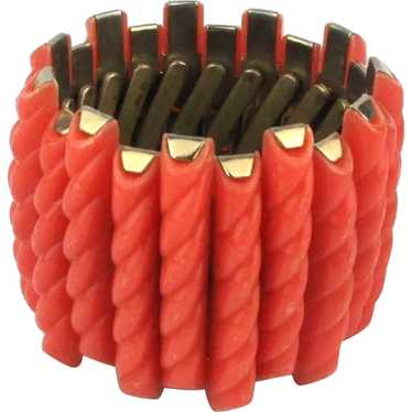 Rippling Coral Lucite Plastic Stretch Bracelet 2 … - image 1