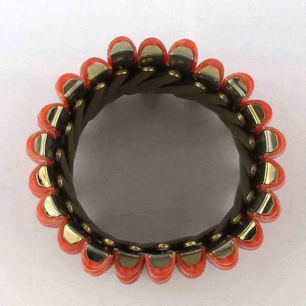 Rippling Coral Lucite Plastic Stretch Bracelet 2 … - image 4