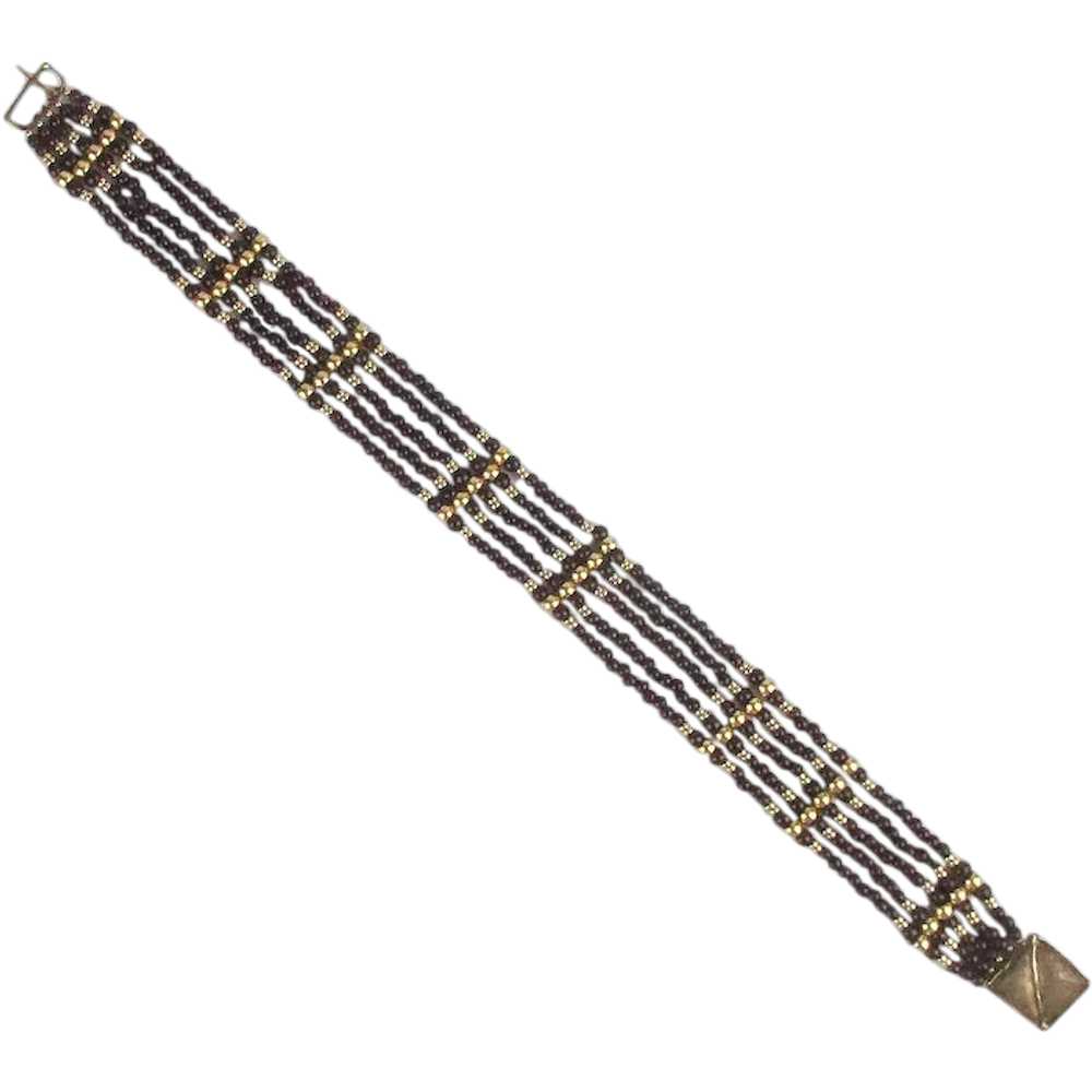 Sylvia Sims Gold on Sterling Garnet Necklace Mult… - image 1