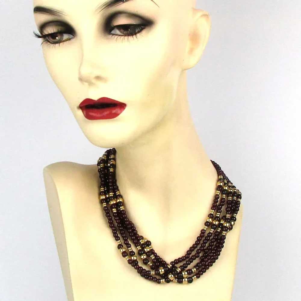 Sylvia Sims Gold on Sterling Garnet Necklace Mult… - image 2