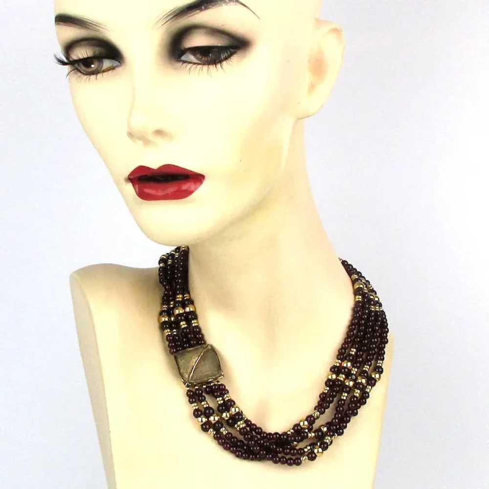 Sylvia Sims Gold on Sterling Garnet Necklace Mult… - image 5