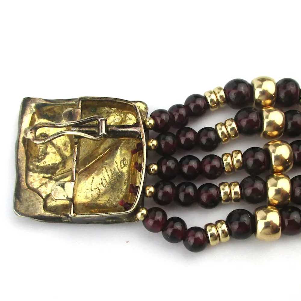 Sylvia Sims Gold on Sterling Garnet Necklace Mult… - image 9