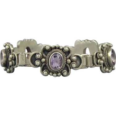 Vintage Sterling Silver Amethyst Bracelet - image 1