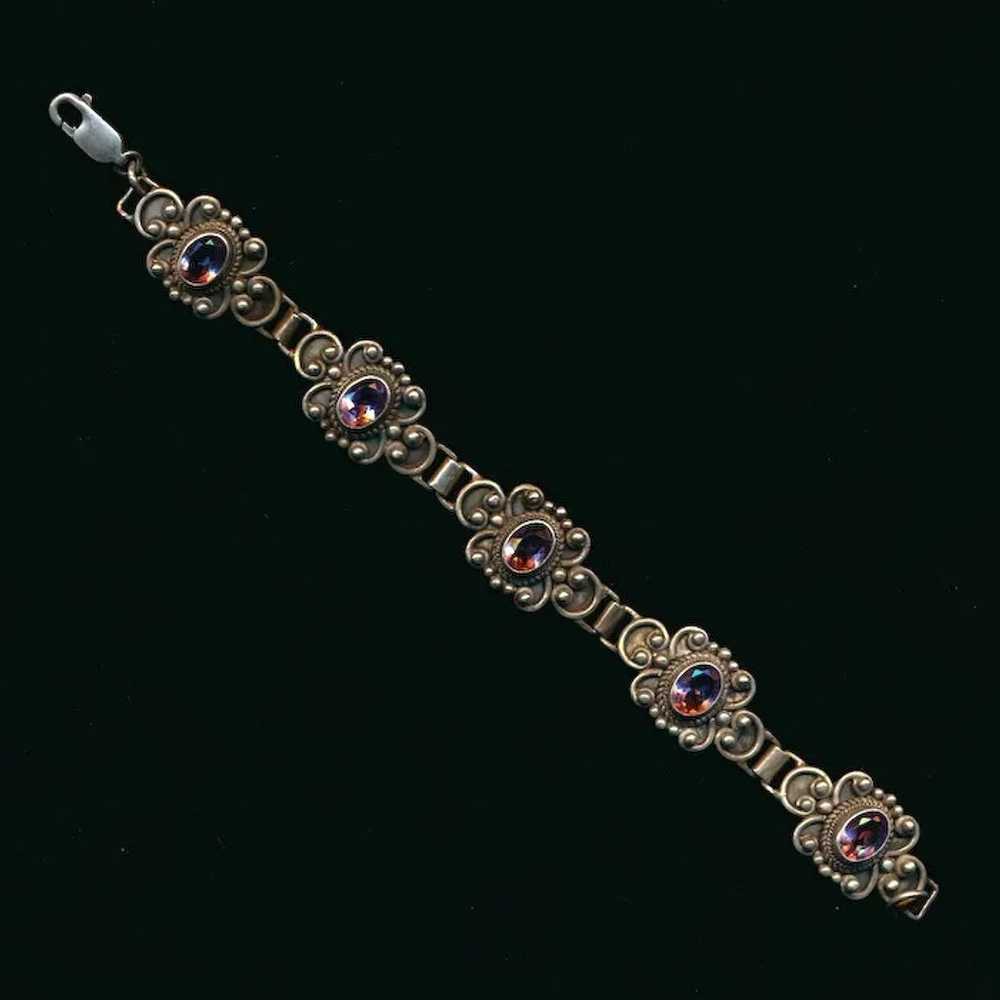 Vintage Sterling Silver Amethyst Bracelet - image 2