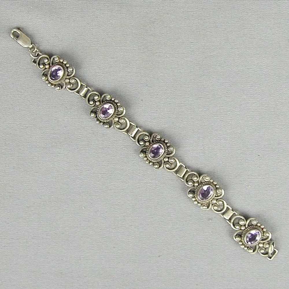 Vintage Sterling Silver Amethyst Bracelet - image 5