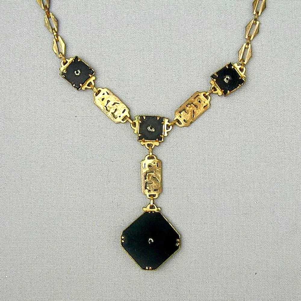 Vintage 1920s Art Deco Enamel Necklace - image 4