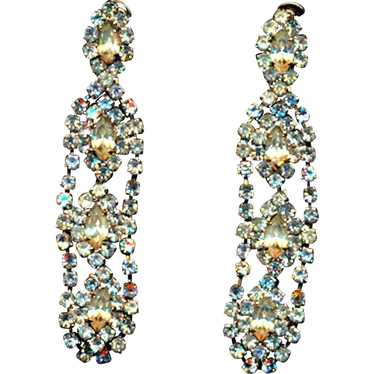 Vintage HOBE Crystal Rhinestone Dangle Earrings