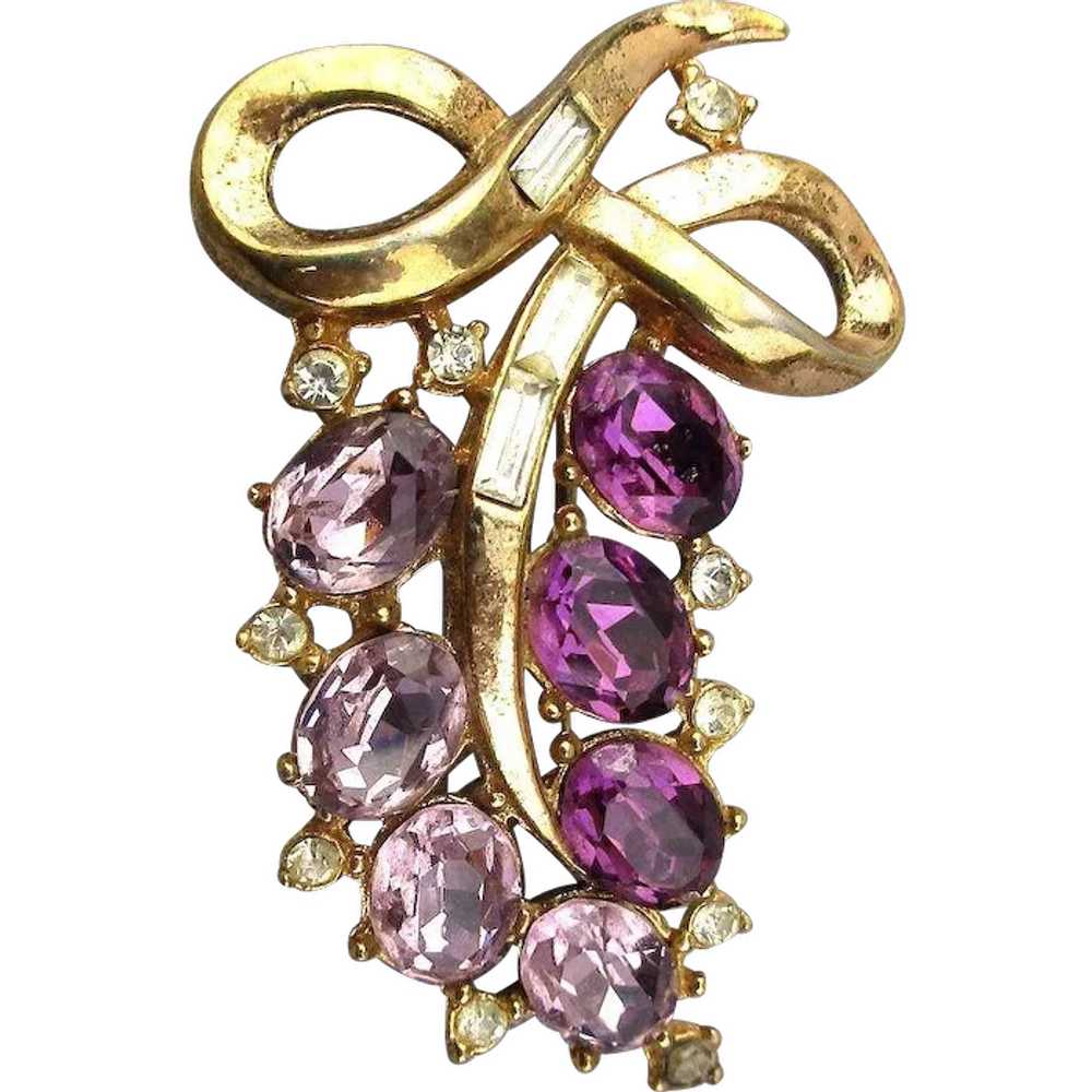 1953 Alfred Philippe Trifari Pin Brooch Hanging Rhine… - Gem