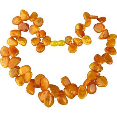 Vintage Egg Yolk Baltic Amber Bead Necklace - image 1