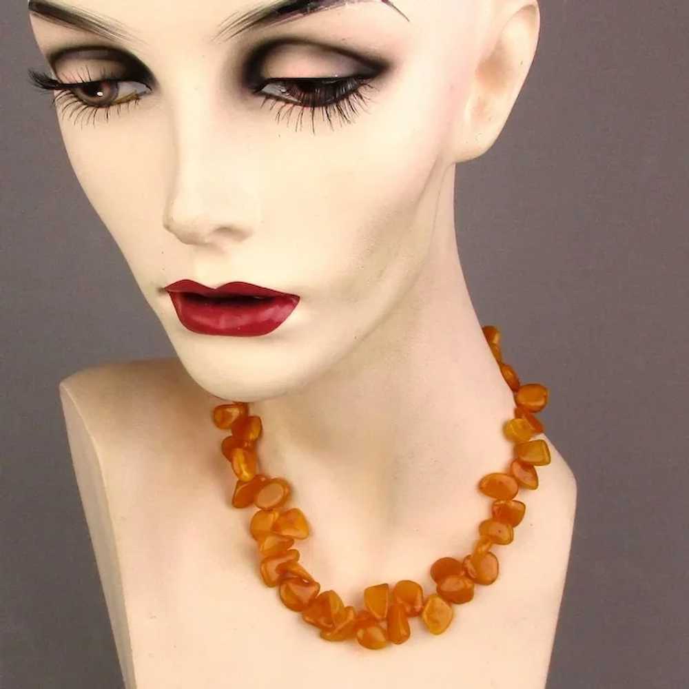 Vintage Egg Yolk Baltic Amber Bead Necklace - image 2