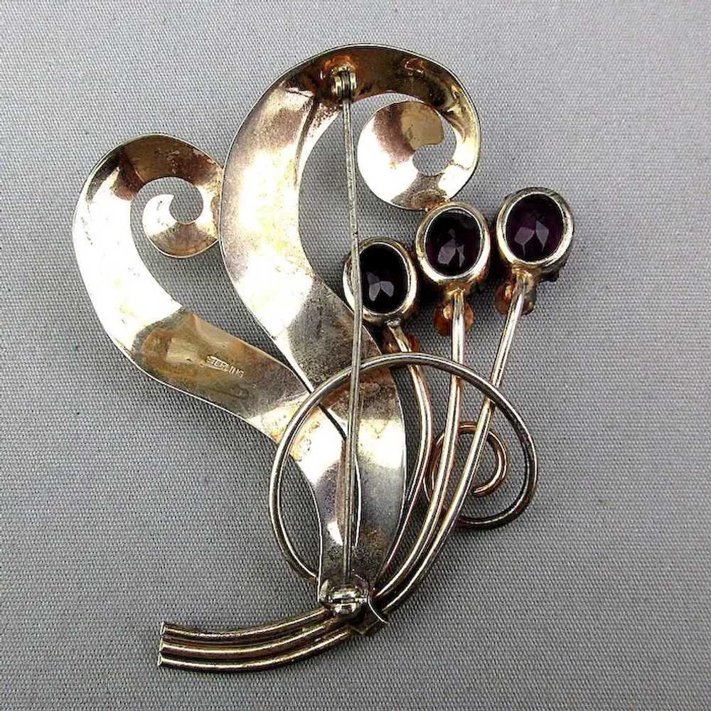 Art Deco Sterling Silver Rhinestone Pin Brooch - … - image 3
