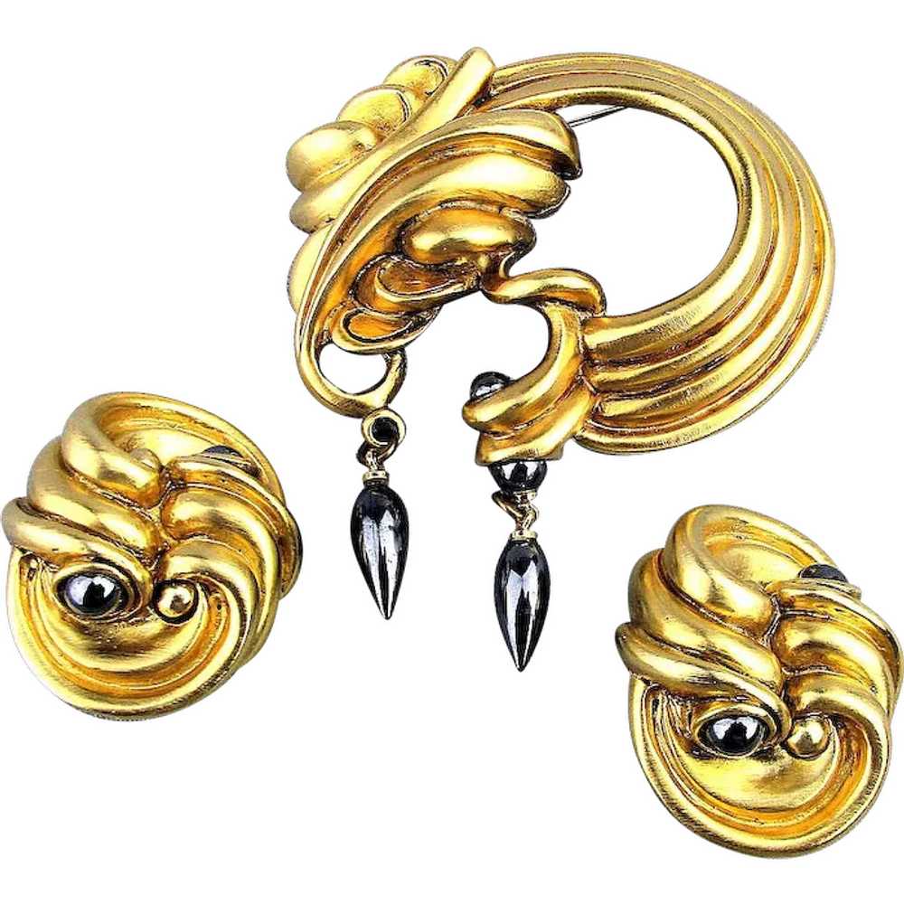 Vintage Designer Pin - Earrings Set Fahrenheit N.… - image 1