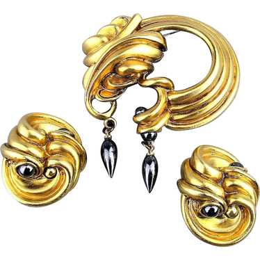 Vintage Designer Pin - Earrings Set Fahrenheit N.… - image 1