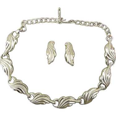 Vintage Signed STAR Necklace Earrings Set - 1940s… - image 1