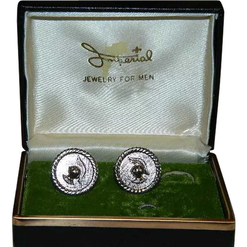 Imperial Silver Tone Roman Knight Cufflinks in Or… - image 1