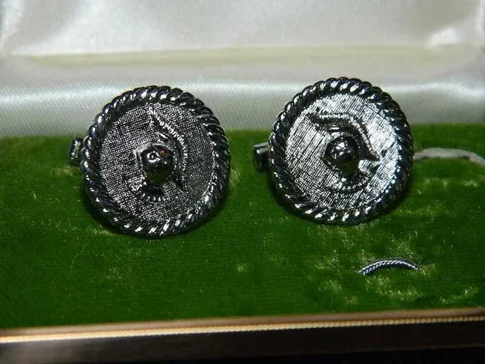 Imperial Silver Tone Roman Knight Cufflinks in Or… - image 2