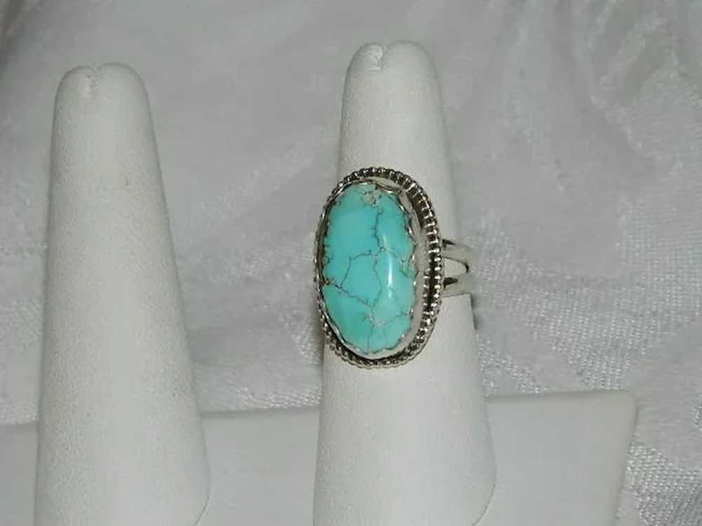 South West Style Royston Turquoise Silver Ring sz… - image 2