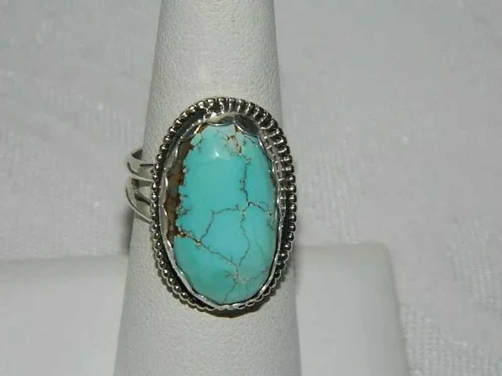 South West Style Royston Turquoise Silver Ring sz… - image 3