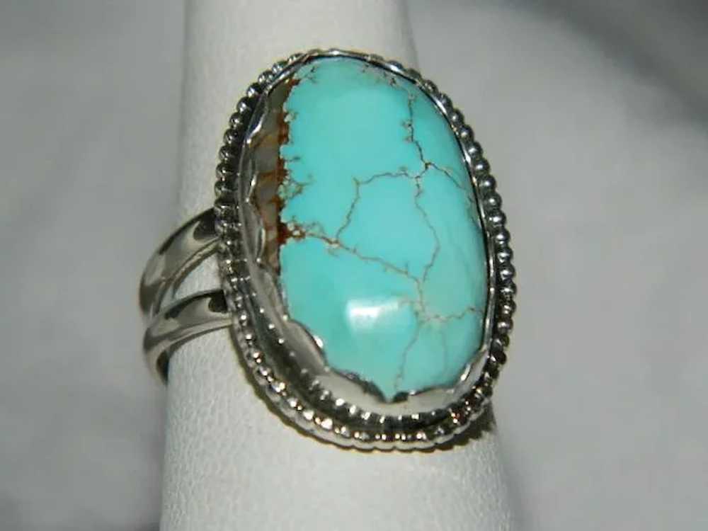 South West Style Royston Turquoise Silver Ring sz… - image 4