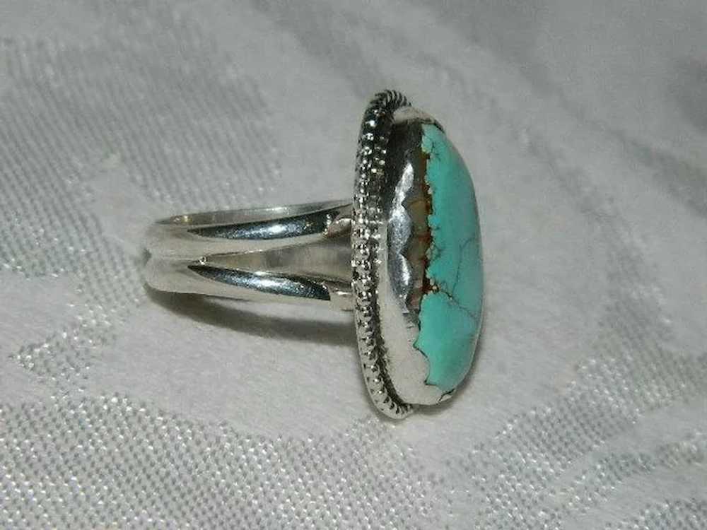 South West Style Royston Turquoise Silver Ring sz… - image 5