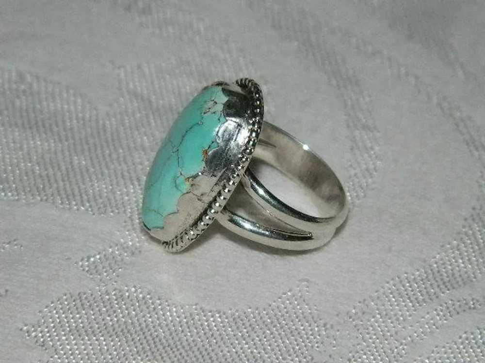 South West Style Royston Turquoise Silver Ring sz… - image 6