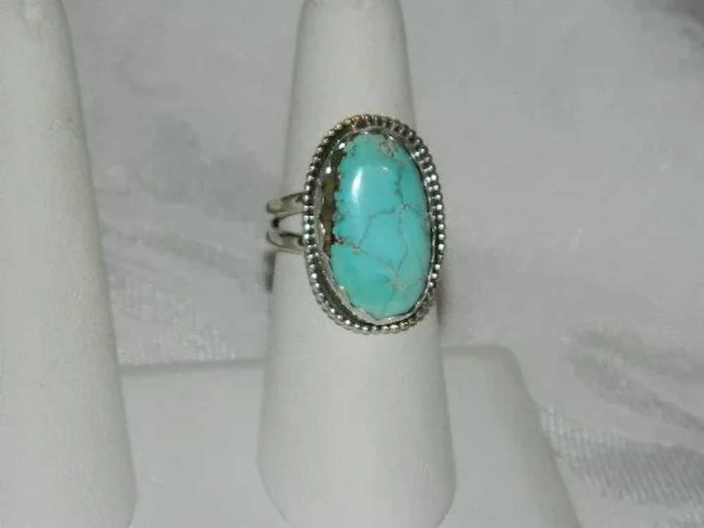 South West Style Royston Turquoise Silver Ring sz… - image 8