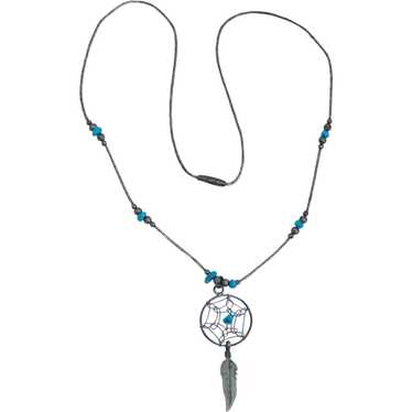 South Western Turquoise Dream Catcher Sterling Nec