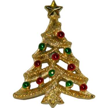 Pretty Enamel Christmas Tree Brooch Gerry's - image 1