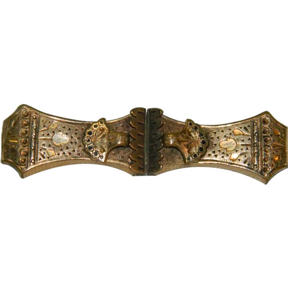 Victorian Gold Filled Collar Bar Brooch - image 1