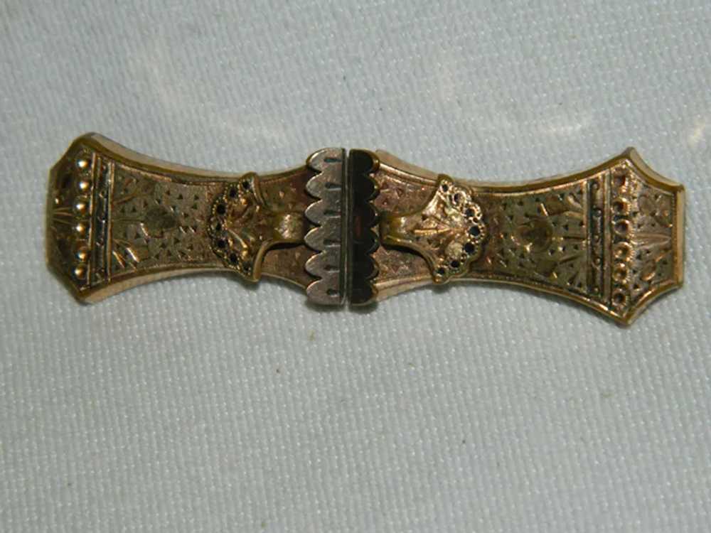 Victorian Gold Filled Collar Bar Brooch - image 3