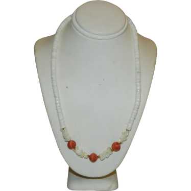 1970's Heishi Bead Mother of Pearl Chip and Nut B… - image 1