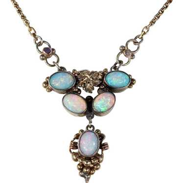 Antique Silver Gilt Opal Necklace