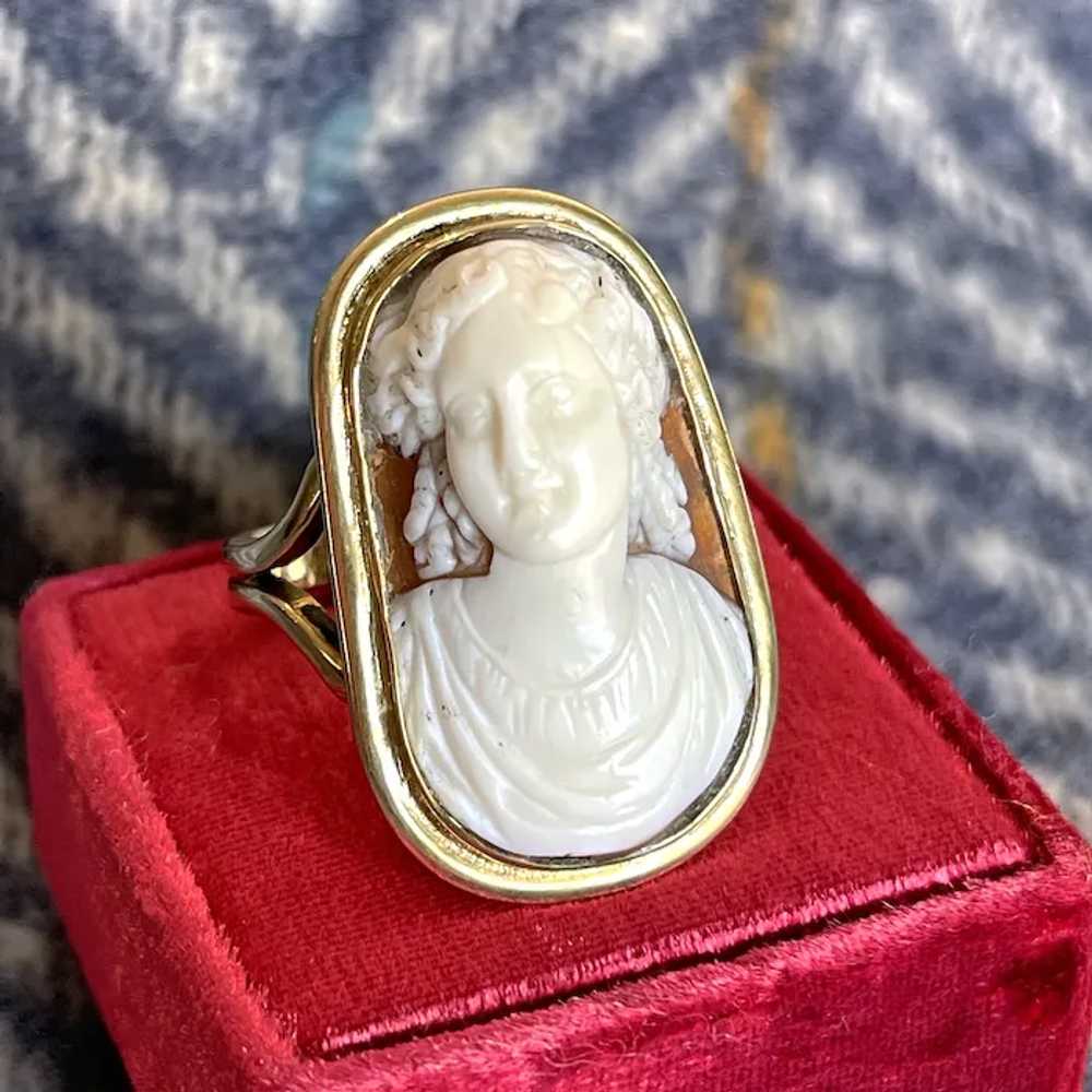 Antique Lovely Lady Cameo Ring Silver Gilt Frame - image 4