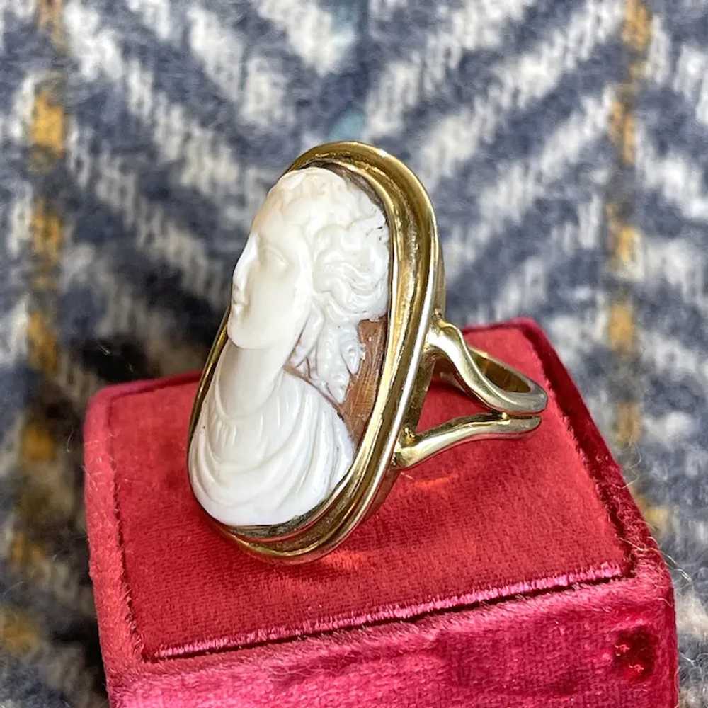 Antique Lovely Lady Cameo Ring Silver Gilt Frame - image 5