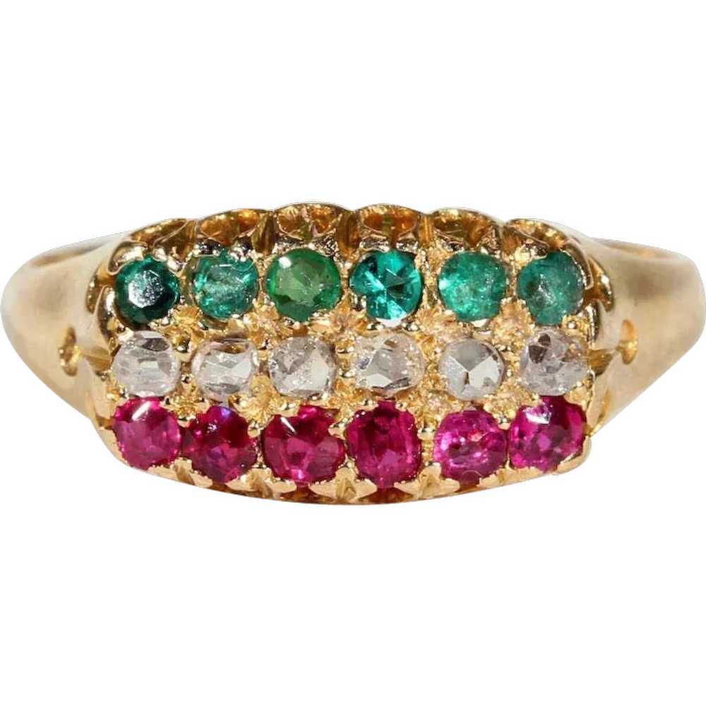 Antique Victorian Ruby, Diamond and Emerald Ring … - image 11