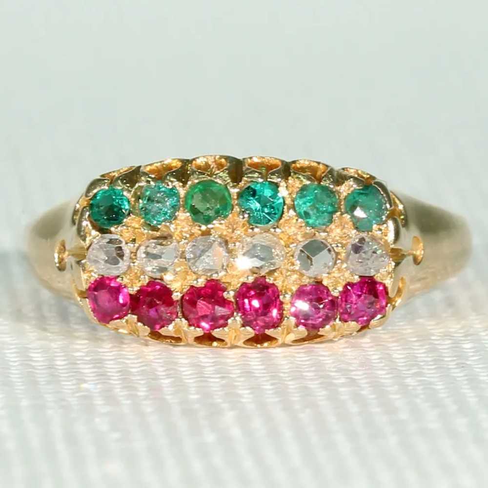 Antique Victorian Ruby, Diamond and Emerald Ring … - image 2