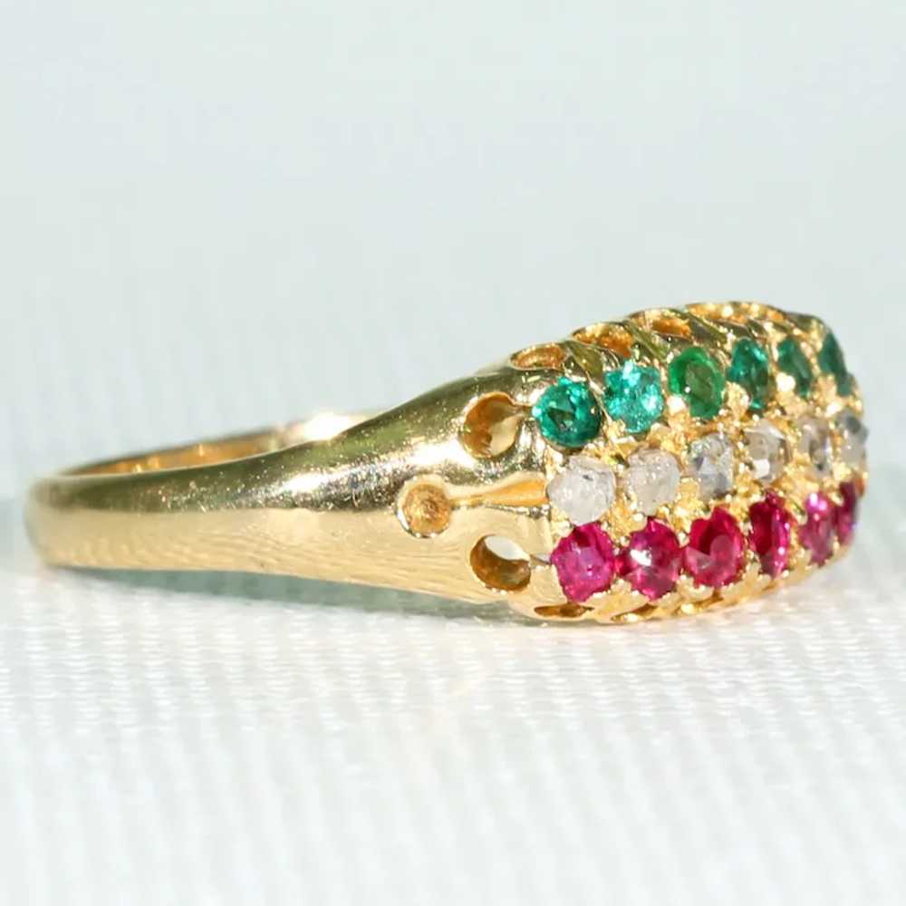 Antique Victorian Ruby, Diamond and Emerald Ring … - image 3