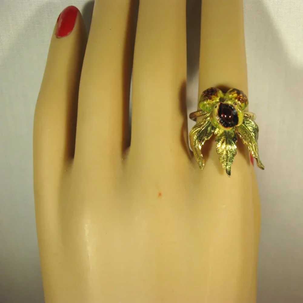 Art Nouveau 18K Gold, Enameled Chestnuts Ring C. … - image 10